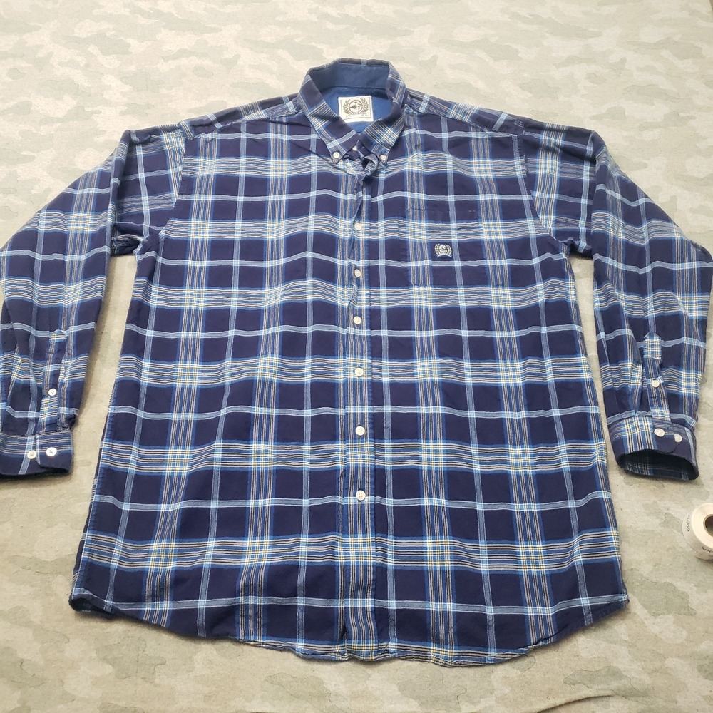 Cinch Shirt Mens 2XL Blue Pockets Long Sleeve Button-Up Plaid Western Ranch